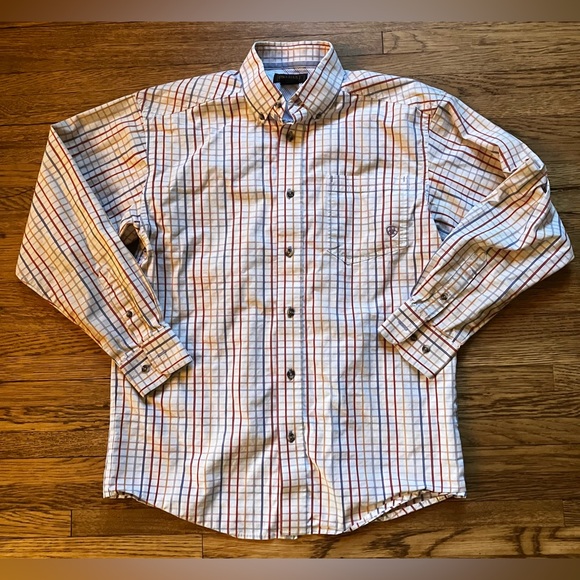 Ariat Other - Ariat Long Sleeve Button Western Shirt White Red Blue Plaid S